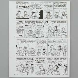 Jozef Van Hove (Pom) (1919-2014) | De Dubbel-koolzure Soda-bom. Originele tekenplaat van de 17de pagina uit het verhaal. Totaal van 4... | Bernaerts