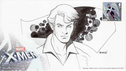 Mike McKone | Royal Mail: X-Men First Day Envelope (w/ BANSHEE Sketch and ANGEL Stamp) | Mike McKone