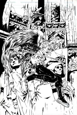 Georges Jeanty - Morbid Angel #1 Unused Cover (Morbid Angel Battling Demons in a Church!) 1996