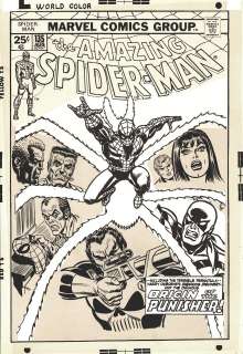 John Romita Sr. - Amazing Spider-Man #135 Cover (5 Great Spider-Man Characters & Huge 2Nd Ever Punisher Cover!) 1974