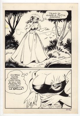 Dino Leonetti | Tavola originale per Maghella 52 ‘Ave Cesar, li mortacci tuoi!’. Cm. 18 x 25,5. Anno di esecuzione 1974. Pag. 63 | Art e Fumetto