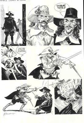 Joan Mundet | Original drawing- El Capitán Alatriste – promotional campaign for Correos – Mundet | Origin Of Comics