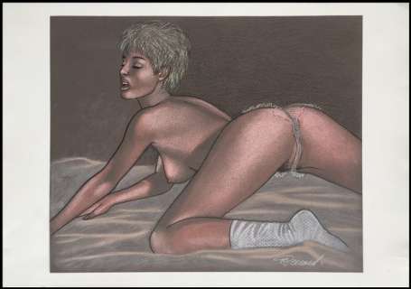 Renaud | Dessin original érotique signé + ex-libris signé  - Jessica Blandy | Catawiki