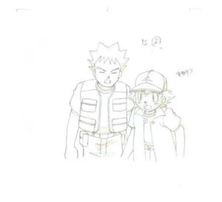 Sugimori Ken - Pokemon | genga – Sacha et Brock – Pokemon – 998 | La Galerie de la Bande Dessinée