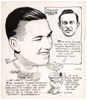 Phil Berube Dizzy Dean & Other Baseball Champs Comic Strips Original Art Group of 6 (Bell Syndicate, 1937 -
