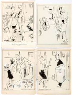 William Galbraith Crawford Side Glances Comic Strip Gag Panel Original Art Group of 4 (NEA Service Inc., -
