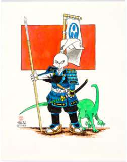 Stan Sakai - Usagi Yojimbo Illustration Original Art (1988). The Bushido bunny and one of those lizard-dog - | Heritage