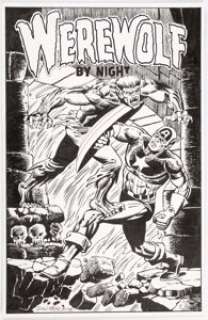 Don Perlin "Werewolf By Night" with Captain America Pin-Up Illustration Original Art (2008).... | Heritage