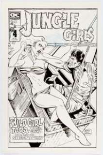 Bill Black Jungle Girls #4 Cover Original Art (AC Comics, 1992)....