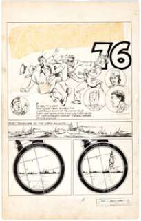 Bob Powell Green Hornet Comics #21 Complete 8-Page Story "The Crooner’s Code" Spirit of ’76 Original Art (Harvey, ... (Total: 8 Original Art) | Heritage