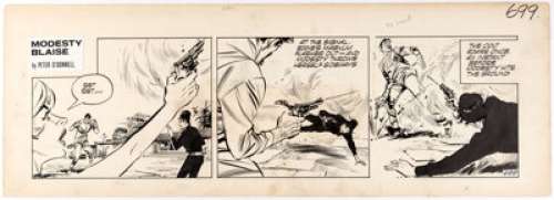 Jim Holdaway Modesty Blaise Daily Comic Strip #699 Original Art (London Times-Mirror, 1965).... | Heritage