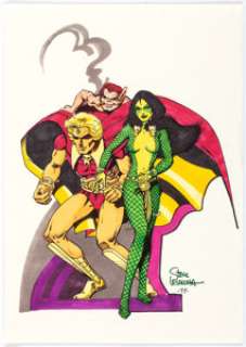 Steve Leialoha - Adam Warlock, Pip the Troll, and Gamora Specialty Pin-Up Illustration Original Art (1977).... | Heritage