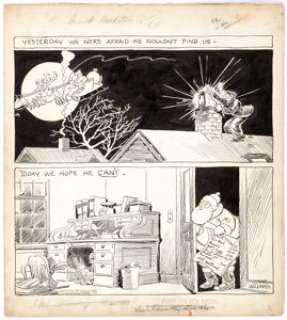 Gaar Williams Our Secret Ambition Christmas-Themed Daily Comic Strip Original Art, dated 12-13-32 (Chicago T... | Heritage