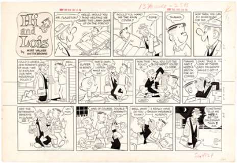  - Dik Browne Hi and Lois Sunday Comic Strip Original Art dated 3-9-58 (King Features Syndicate, 1958)....