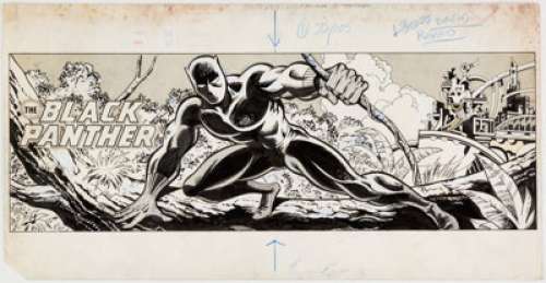 Steve Stiles Super Spider-Man #213 "Black Panther" Centerfold Pin-Up Poster Original Art dated 3-9-77 (Marvel UK, ... | Heritage