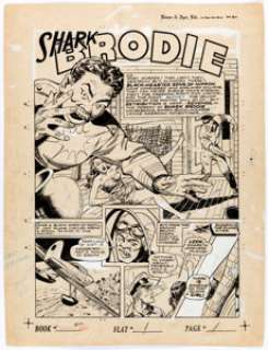 Arthur Peddy and Al Bryant (Attributed) Fight Comics #22 Complete 10-Page "Shark Brodie" Story Original Art (Ficti... (Total: 10 Original Art) | Heritage
