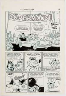 Pines Artist Supermouse, the Big Cheese #39 Complete 7-Page Story "Mayor of the Town" Original Art (Pines, 1957).... (Total: 7 Original Art) | Heritage