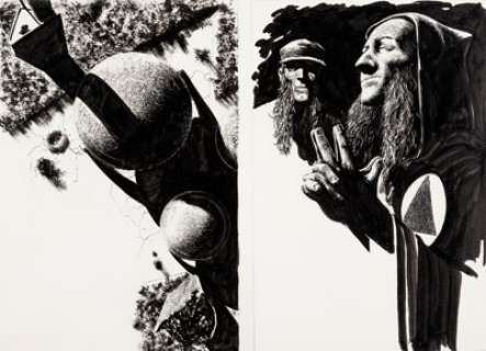  - John Schoenherr Analog Magazine February-1963 "Space Viking" Episode 4 Illustration Original Art (Condé Nast, 1963...