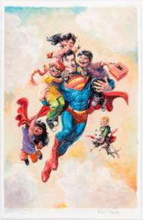 Kyle Baker Superman Smashes the Klan #1 Variant Cover Painting Original Art (DC, 2019)....