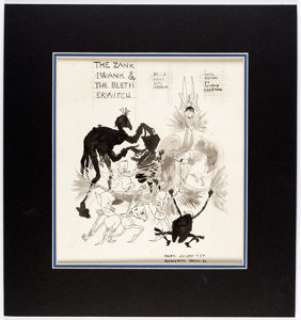 Arthur Rackham The Zankiwank and the Bletcher Witch Preliminary Inside Cover Illustration Original Art (Alpine Hou... | Heritage