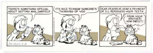 Jim Davis Garfield Daily Comic Strip Original Art dated 5-9-90 (United Feature Syndicate, 1990). There’s something - | Heritage