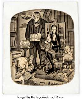 Bill Elder (as Eldder) MAD #26 Addams Family Illustration Original Art (EC, 1955). "It‘s so funny the way -