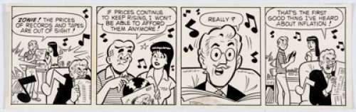 Dan DeCarlo Archie Daily Comic Strip Original Art dated 5-7-80 (King Features Syndicate, 1980). Mr. Lodge is happy - | Heritage