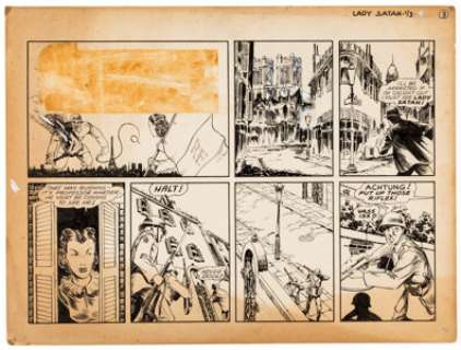 Golden Age Comic Artist "Lady Satan" Story Pages Original Art Group of 3 (c. 1940s). These World War II - | Heritage
