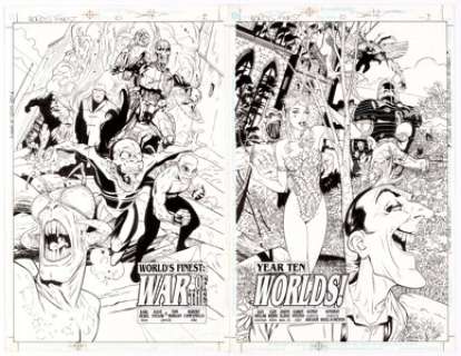 Dave Taylor, Tom Morgan, and Robert Campanella - World‘s Finest #10 Double Splash Pages 2 and 3 Original Art (DC, 2000).