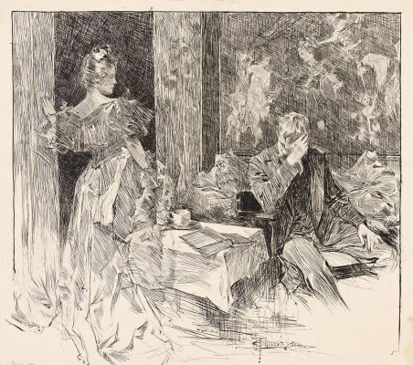 Howard Chandler Christy, (1873-1952), "How my Lord would struggle to forget her!" 1896. | Swann Galleries