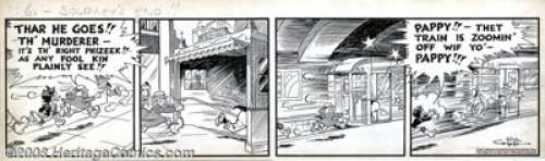 Al Capp - Original Comic Strip Art for Li’l Abner Daily (United Features Syndicate, 12/11/43). The chase is on in - | Heritage