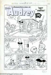 Warren Kremer - Original Art for Little Audrey #36, Complete 4-page Story, "Raft of Pirates" (Harvey, -