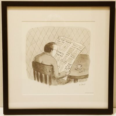 NEW YORKER Oct 25, 1993 MAN READING OBITUARIES by ROZ CHAST framed matted PRINT | eBay US (Buy It Now)