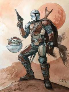 Enrico Marini - Star Wars Mandalorian & Baby Yoda Illustration