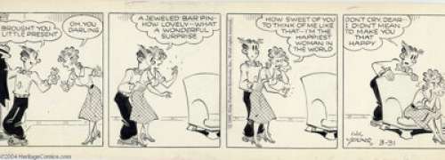 Chic Young - Blondie Daily Comic Strip Original Art, dated 3-31-60 (King Features Syndicate, 1960). Blondie is so - | Heritage