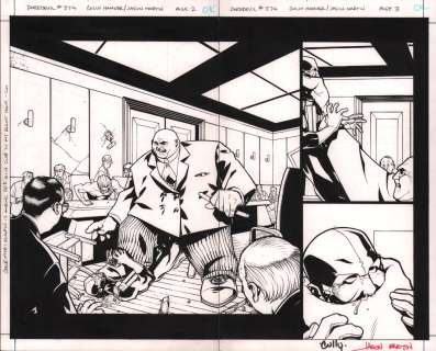 Cully Hamner, Jason Martin - Daredevil #379 Pgs.2 & 3 Dps - Kingpin Pins Daredevil - Signed - 1998