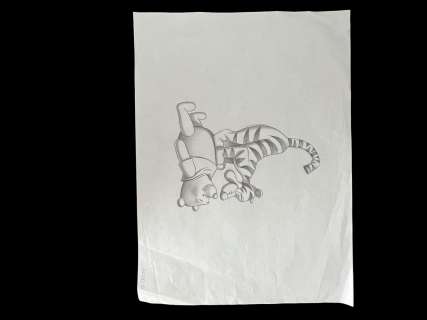 Original Disney Winnie the Pooh Tigger Bear animation pencil drawing production sketch