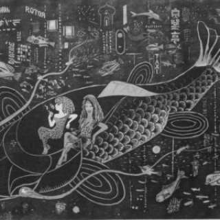 Brecht Evens - EX N° 5/10 de Rigoles Taxi, version noire, bois gravé original sur vélin de Rives 250g en 2017.