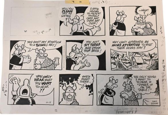 Lot 86 - Chris Browne (American 1952–2023), Hagar the Horrible Sunday Comic Strip Original Art Ink on paper, nine-panel Sunday… | misc / divers