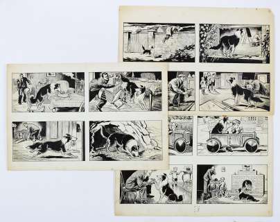 Black Bob 3 original 4-panel artworks (1950s) by Jack Prout for the Dandy/Black Bob books | Comic Book Auctions ltd