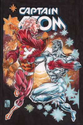 Pat Broderick | Captain Atom Vs Firestorm Color Art - Signed | Anthony’s Comic Book Art