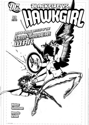 Chaykin, Howard - Hawkgirl #58 Cover; Hawkgirl Vs Titans Blackfire | Cool Lines Art