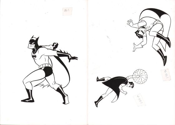Dave Cooper | Batman & Robin Dc Animated Action Poses Style Guide Art 2Pc | Anthony’s Comic Book Art