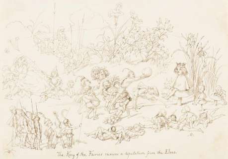 RICHARD DOYLE (1824-1883) "The King of the Fairies receives a deputation from the Elves." | Swann Galleries