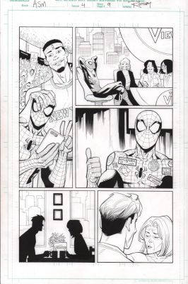 Cliff Rathburn, Ryan Ottley - Amazing Spider-Man #4 P.9 - Spidey on the View & New York Knicks Game - Signed - 2018