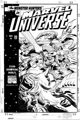 Bruce Timm | Timm, Bruce - Marvel Universe #6 Large Cover, Atlas Timely Monster Hunters! Blood Stone Jungle Gal Makkari; Gorgilla 1998 | Cool Lines Art