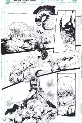 Fritz Casas | Red Sonja: Vulture’s Circle #2 P 16 (Red Sonja Slices Head Off Giant Serpent!) 2014 | Romitaman