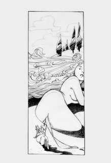 LIDWINE, Dominique (... - Lot 192 - Illustration pour ex-libris «Femme ensablée». Encre...