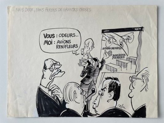 Dessin original Cabu signé / Dessin de presse 1991 (Chirac - Giscard - Pasqua) | eBay Europe