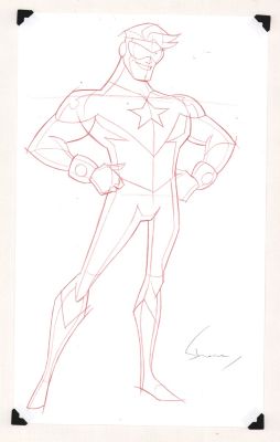 Shane Glines | Booster Gold Full Figure Pencil Character Art - Signed | Anthony’s Comic Book Art